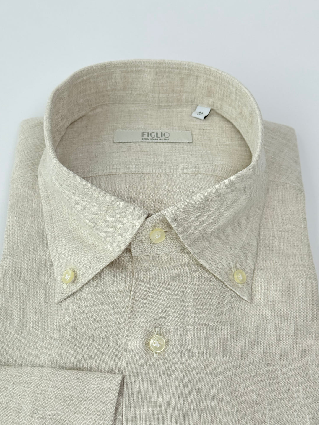 Beige Linen Button-Down Shirt 18 US (45 EU)
