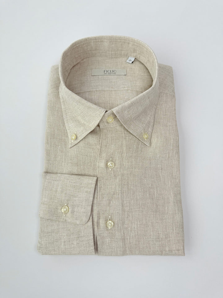 Linen Button-Down Shirt - Beige