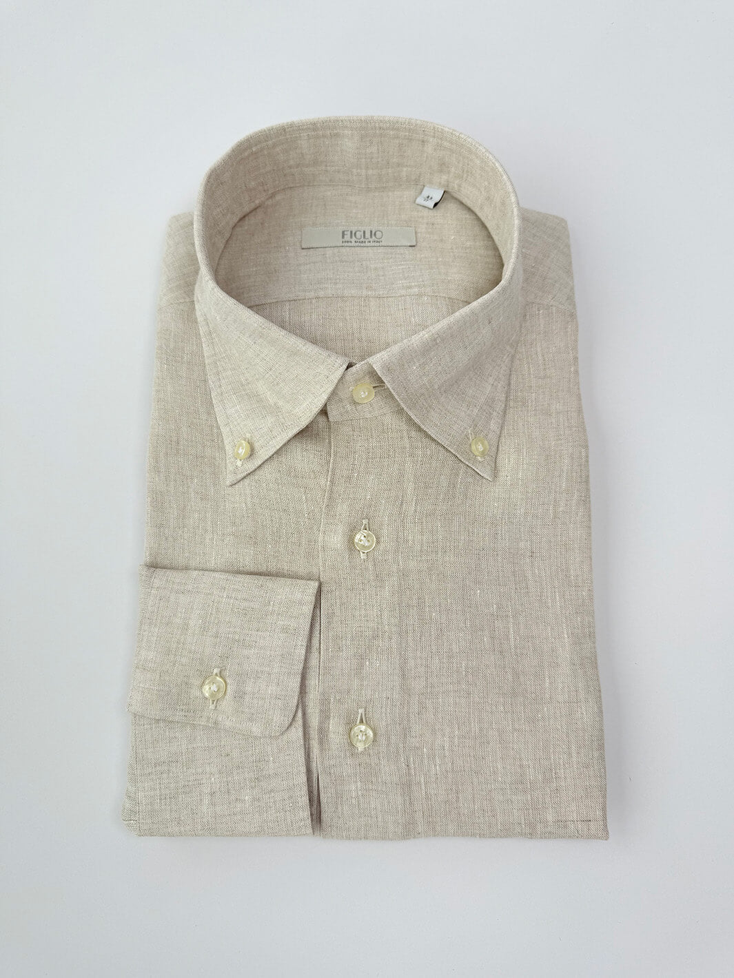 Beige Linen Button-Down Shirt 18 US (45 EU)