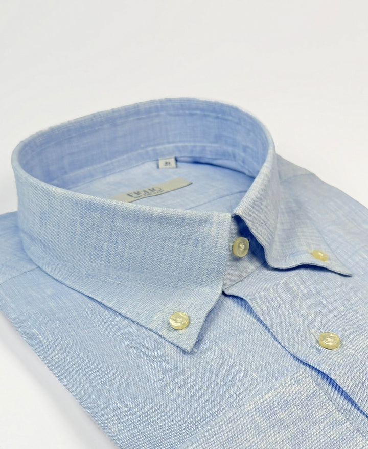 Linen Button-Down Shirt - Light Blue