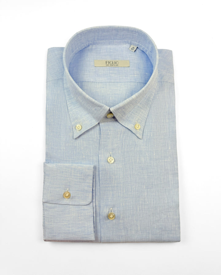 Linen Button-Down Shirt - Light Blue