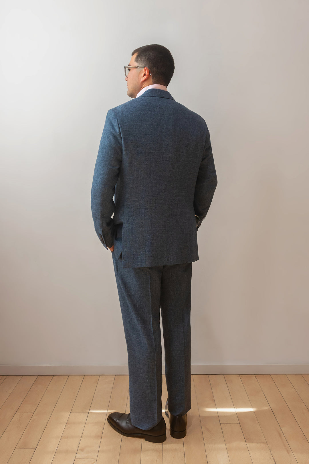 Steel Blue Wool Silk Linen Suit