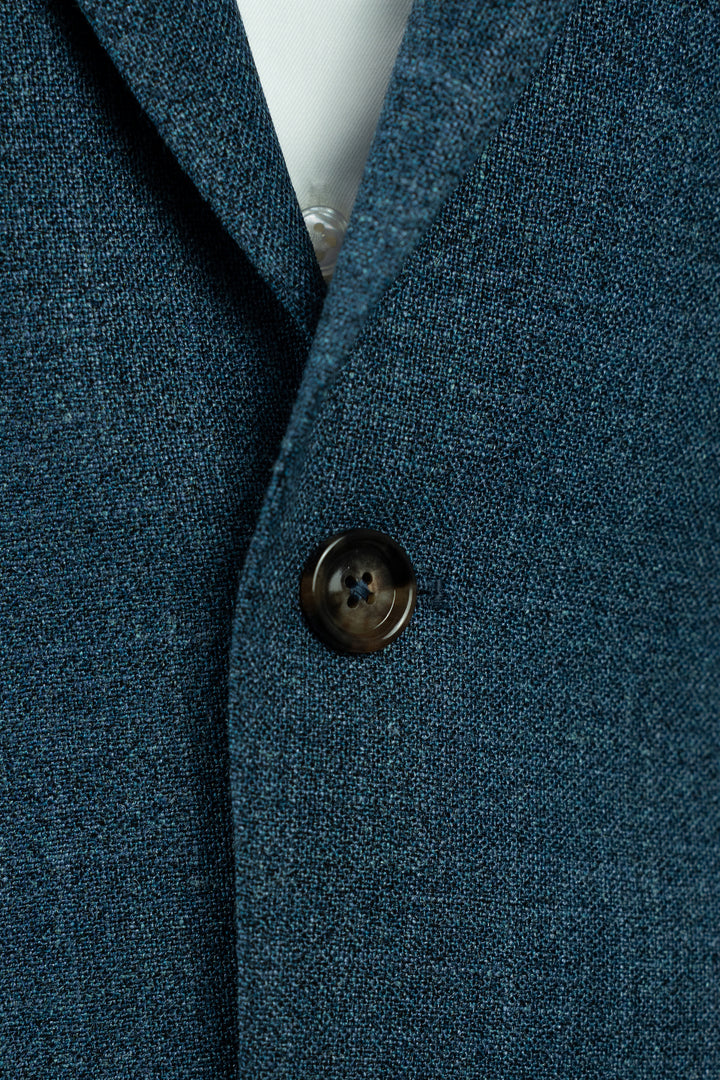 Steel Blue Wool Silk Linen Suit