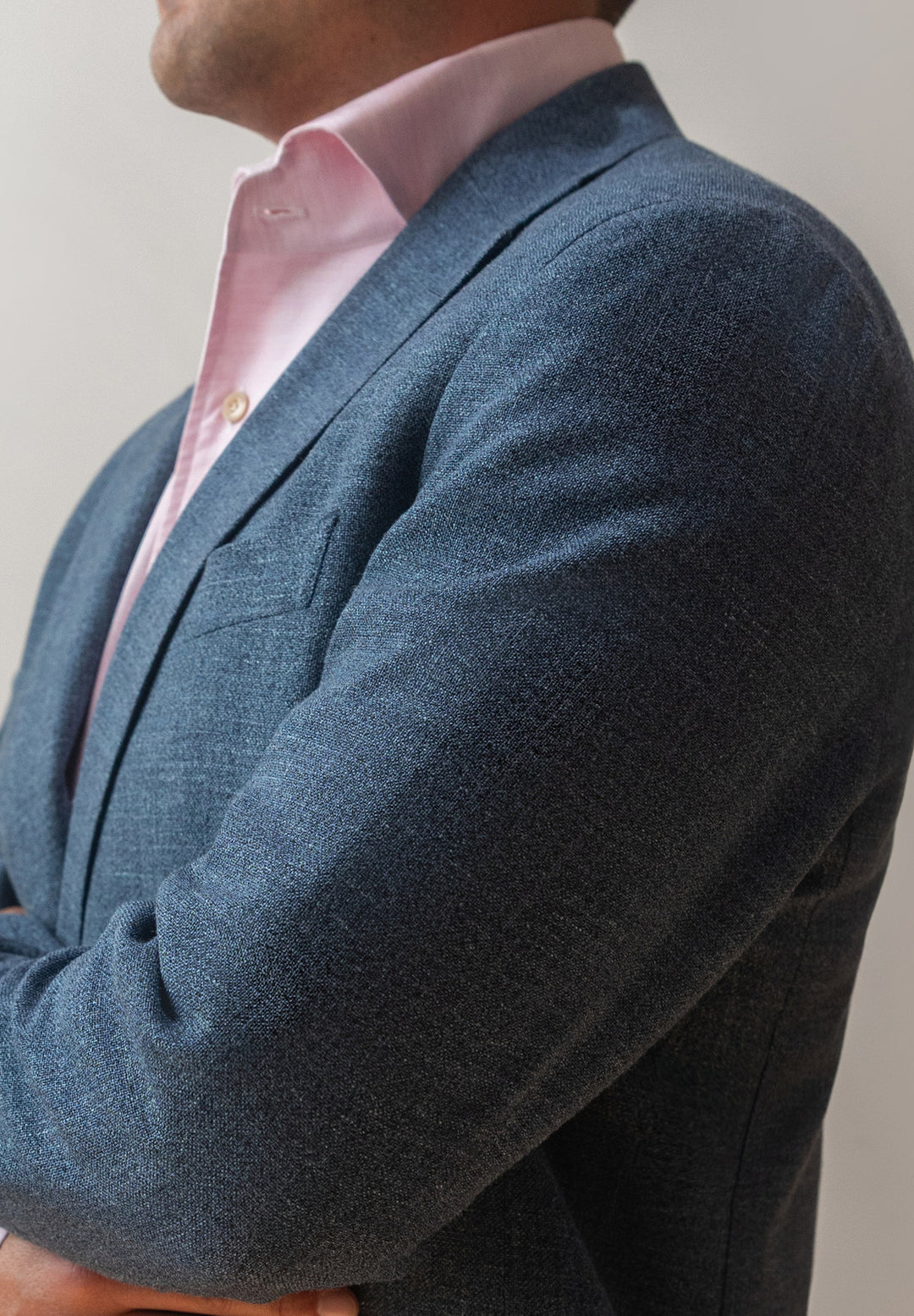 Steel Blue Wool Silk Linen Suit