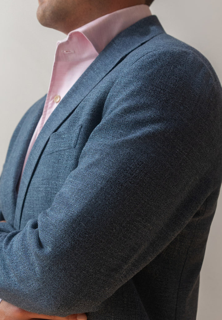 Steel Blue Wool Silk Linen Suit