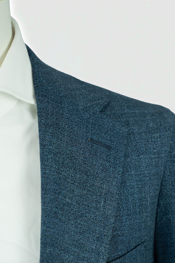 Steel Blue Wool Silk Linen Suit