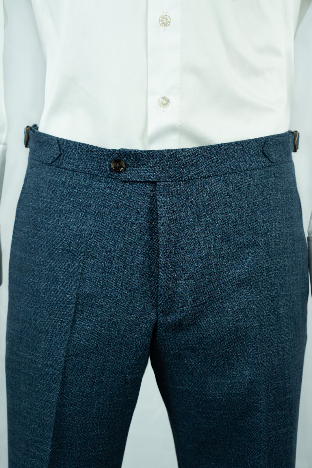 Steel Blue Wool Silk Linen Suit