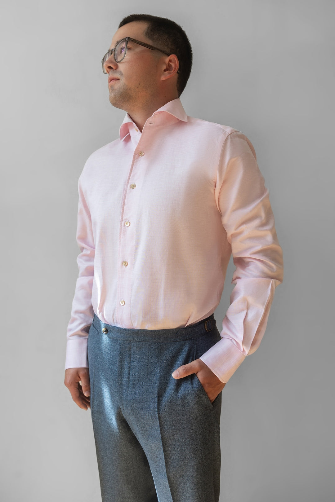 Steel Blue Wool Silk Linen Suit