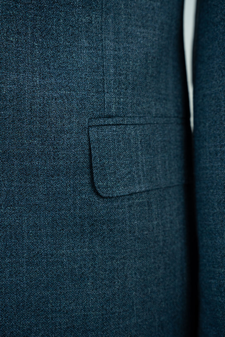 Steel Blue Wool Silk Linen Suit