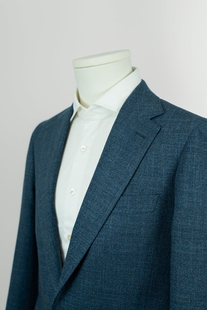 Steel Blue Wool Silk Linen Suit