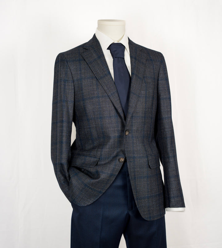 Aubergine Plaid Wool Silk Sport Coat