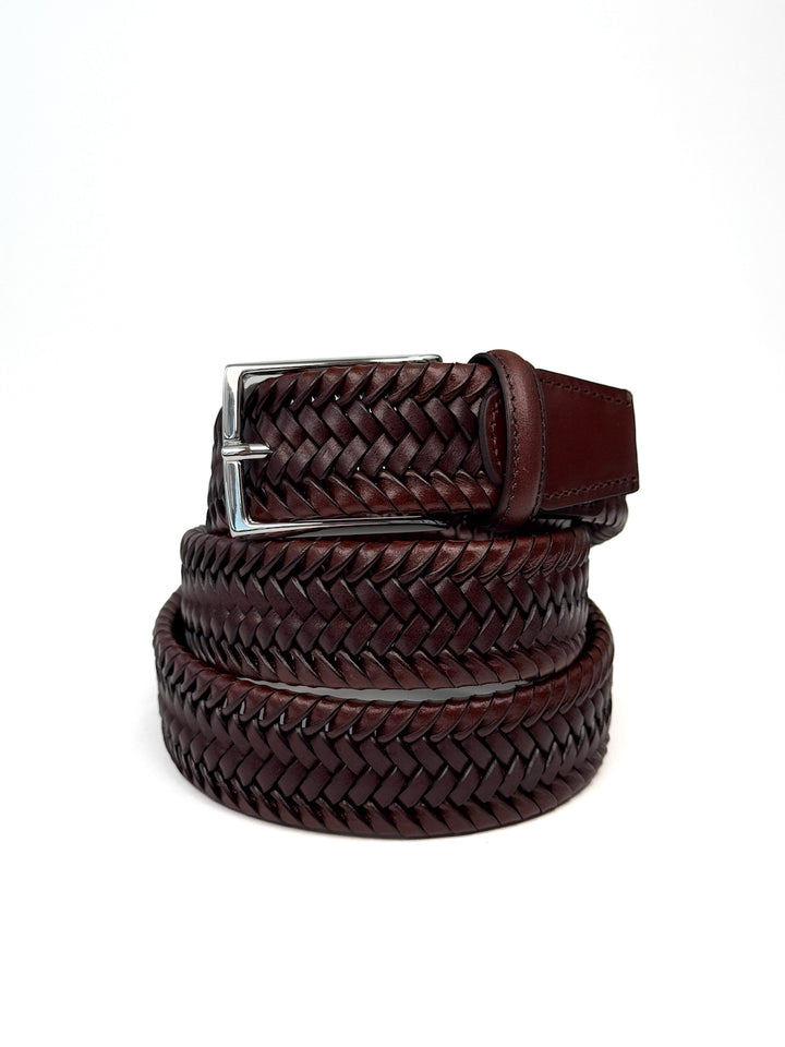 Braided Calfskin Belt - Brown