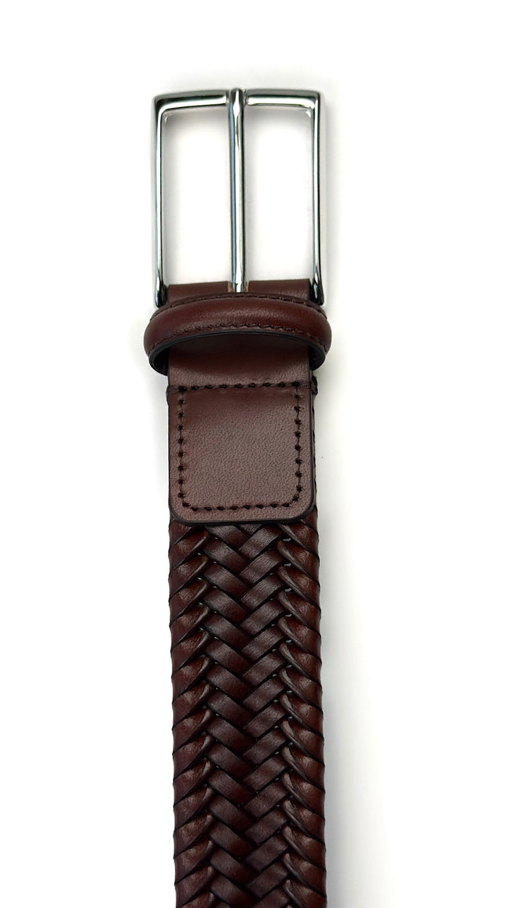 Braided Calfskin Belt - Brown