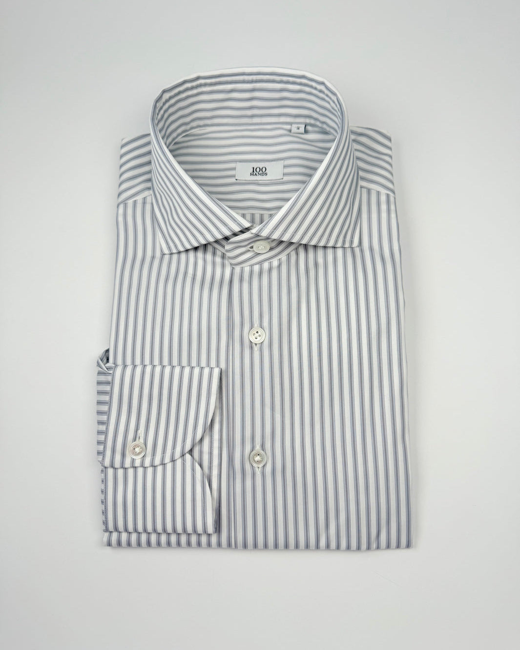 Grey Bold Multi-Stripe Cotton Dress Shirt