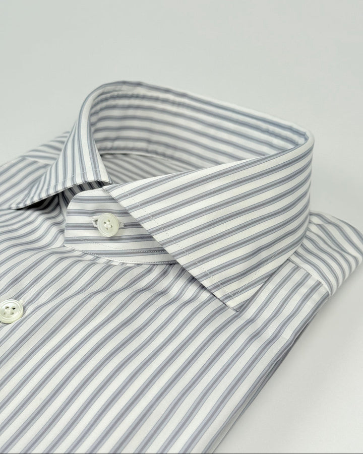 Bold Multi Stripe Cotton Dress Shirt - Grey