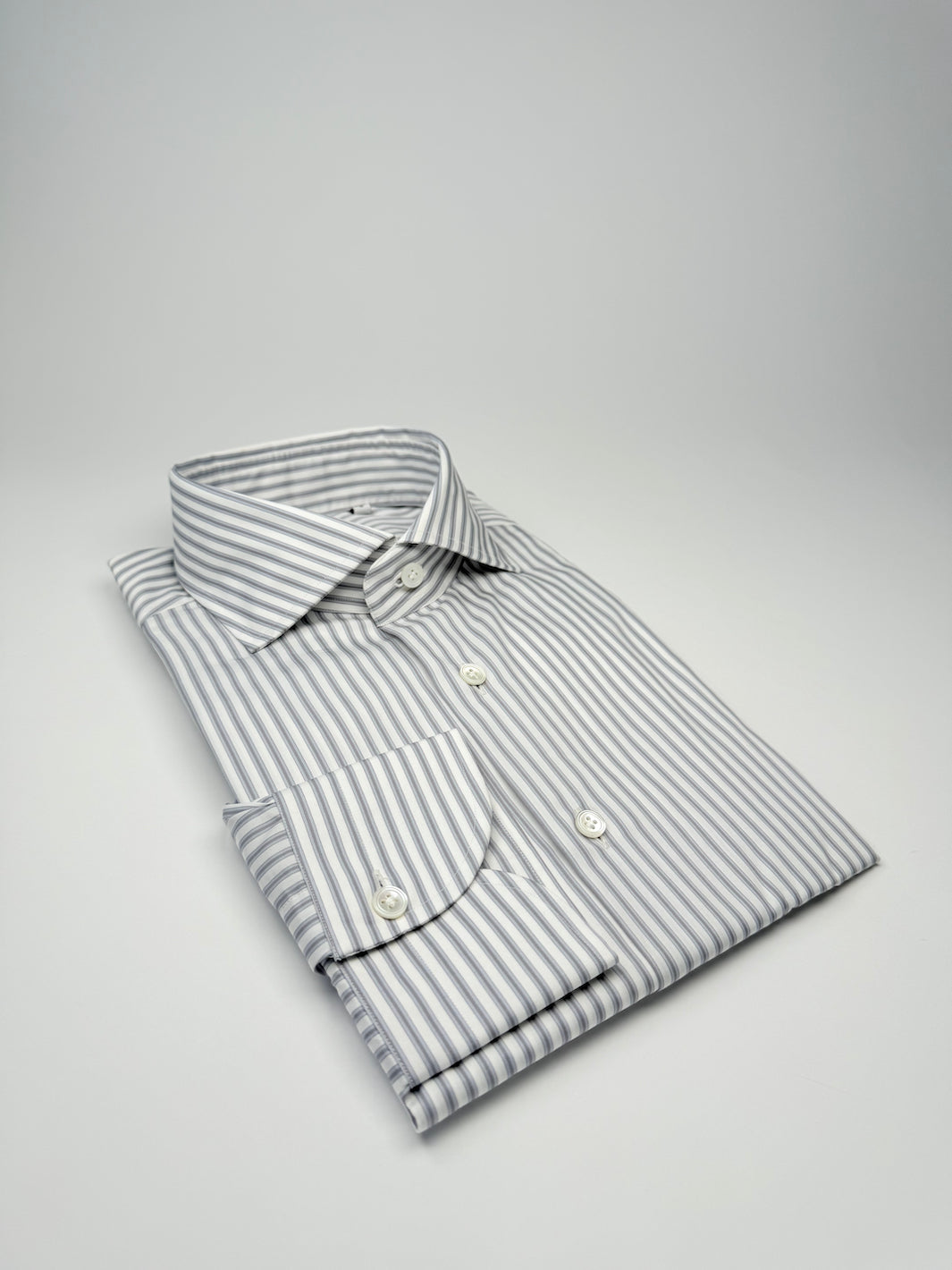 Bold Multi Stripe Cotton Dress Shirt - Grey