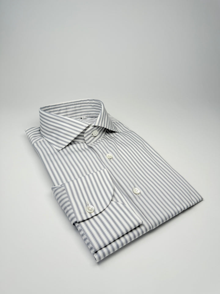 Bold Multi Stripe Cotton Dress Shirt - Grey