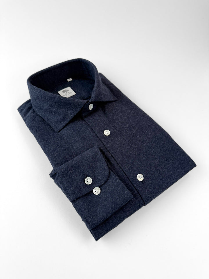 Cotton Flannel Shirt - Navy Blue