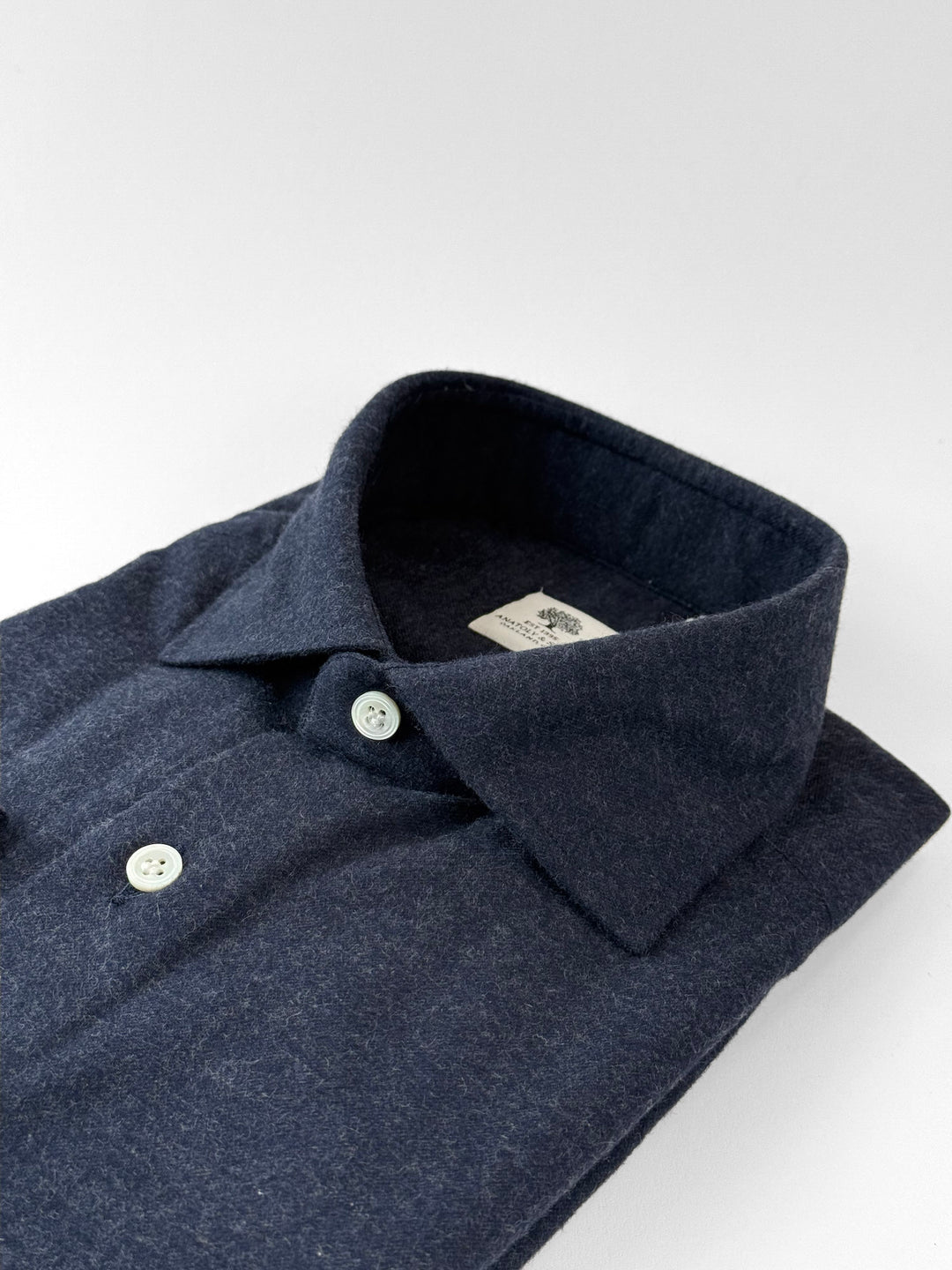 Cotton Flannel Shirt - Navy Blue