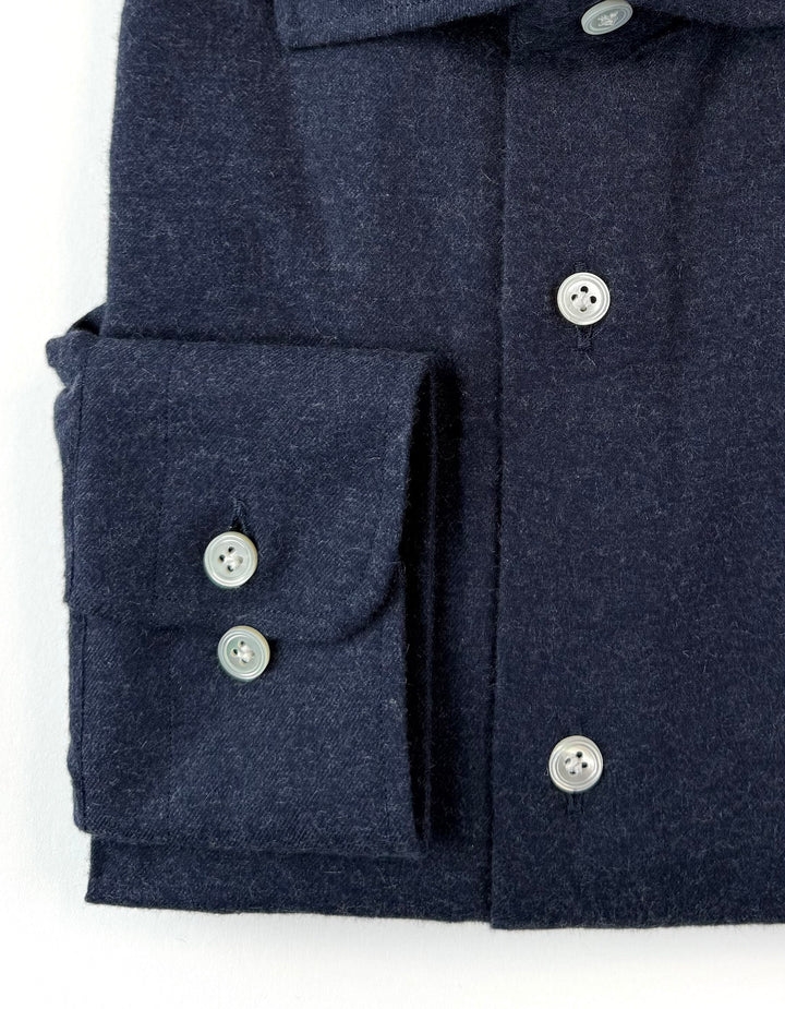 Cotton Flannel Shirt - Navy Blue