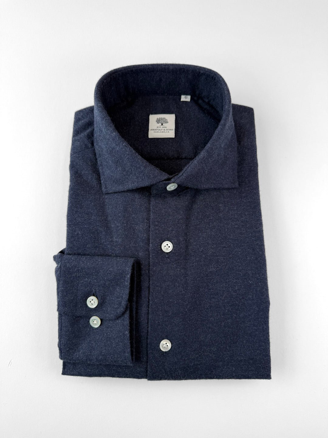 Cotton Flannel Shirt - Navy Blue