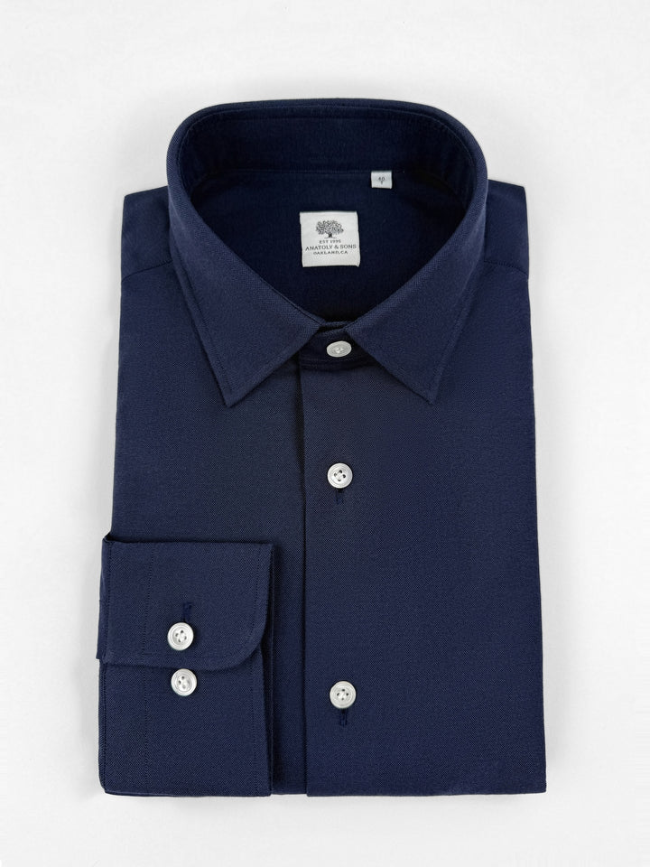 Cotton Oxford Dress Shirt - Navy Blue