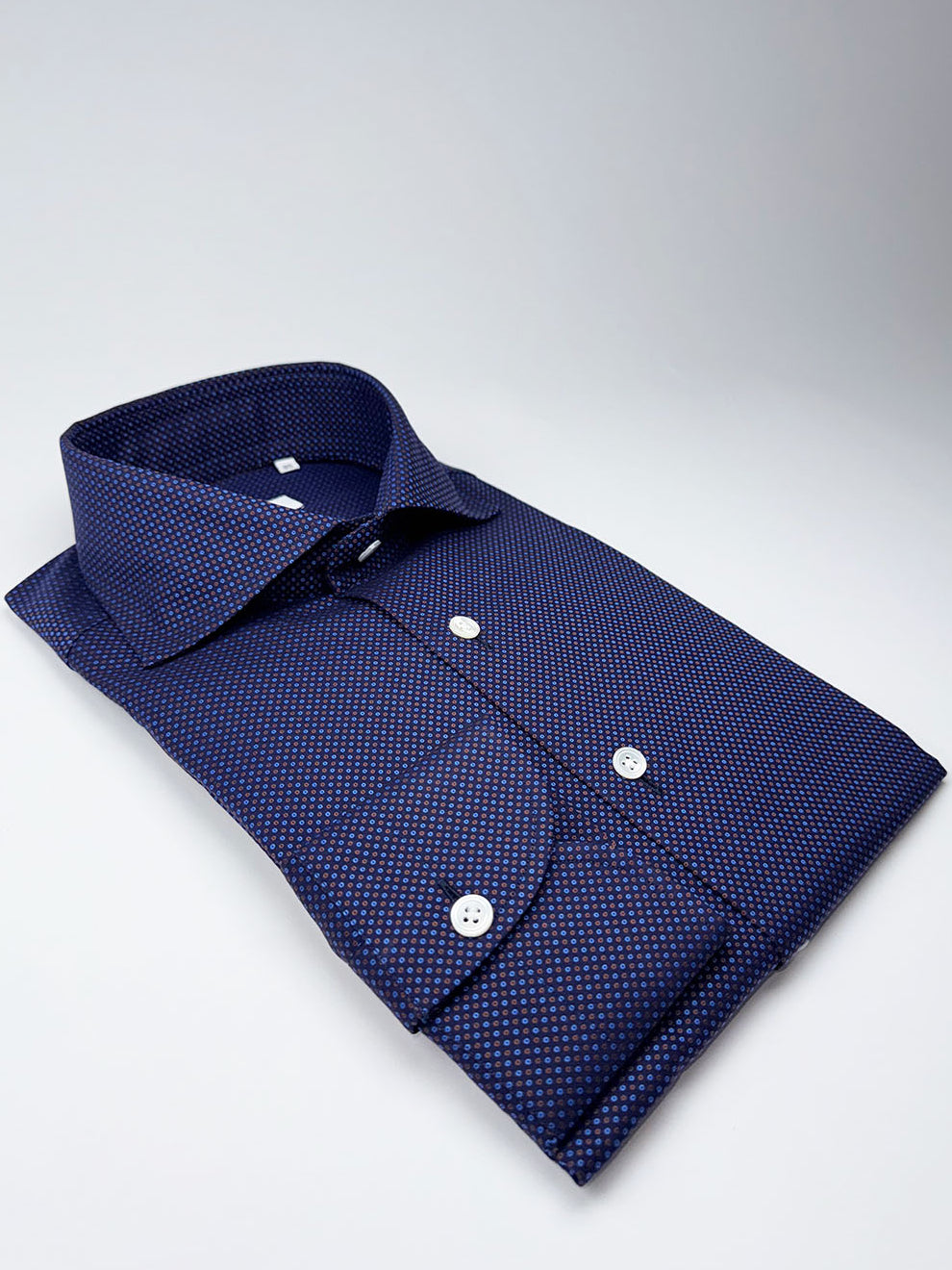Micro-Floral Cotton Dress Shirt - Nile Blue