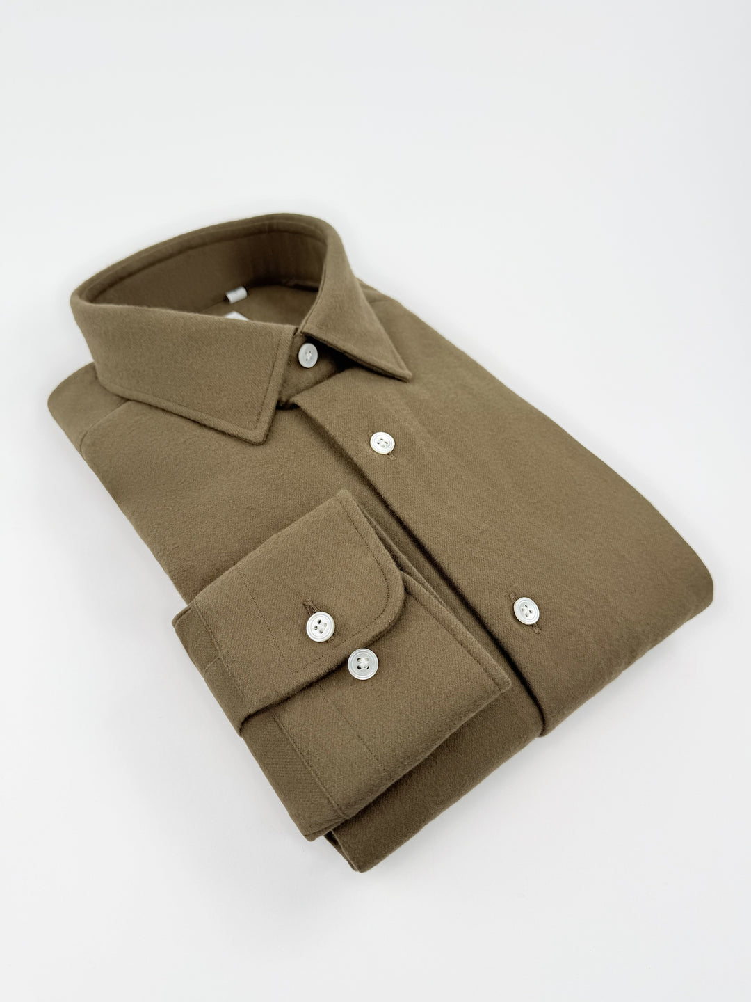 Cotton Flannel Overshirt - Olive Green