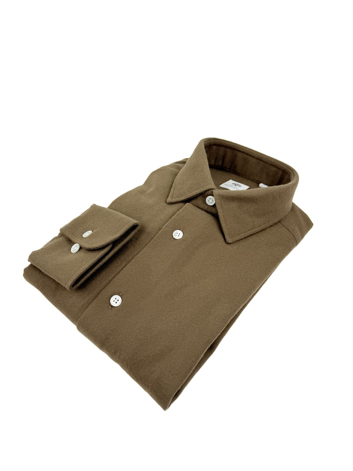Cotton Flannel Overshirt - Olive Green