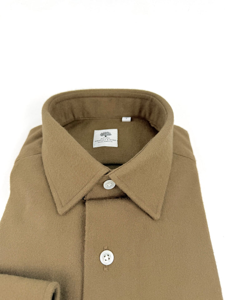 Cotton Flannel Overshirt - Olive Green