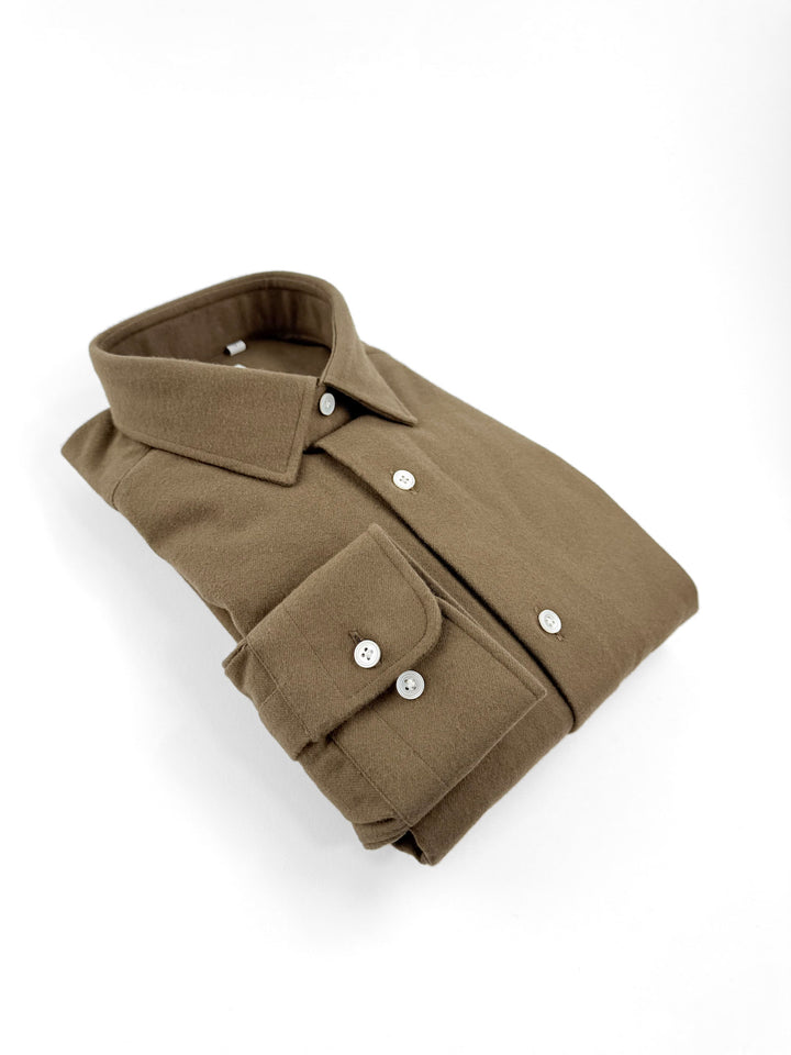 Cotton Flannel Overshirt - Olive Green