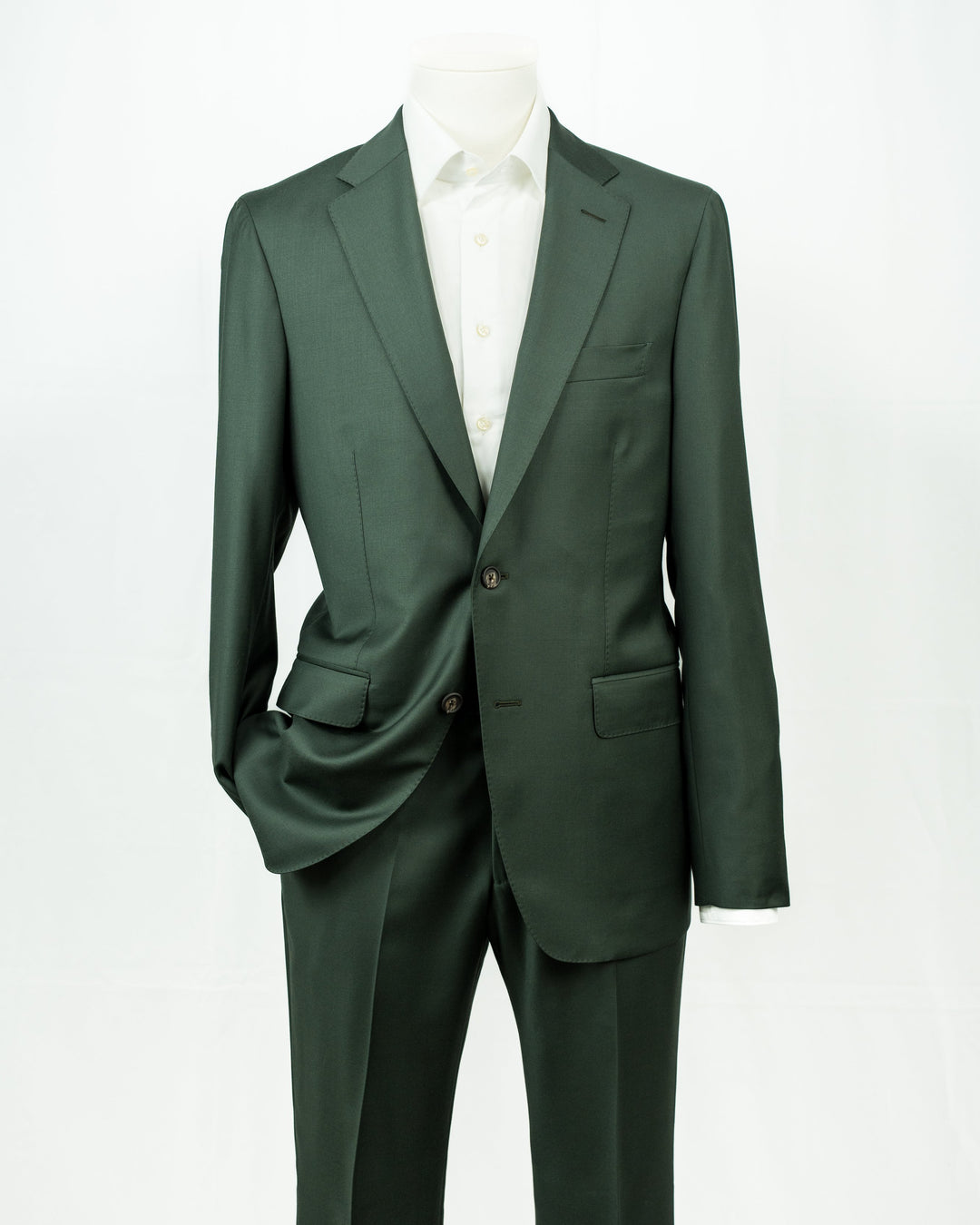 olive green dress suit Olive Green Two Button Suit, 38L/32W (slim) by Alain Dupetit
