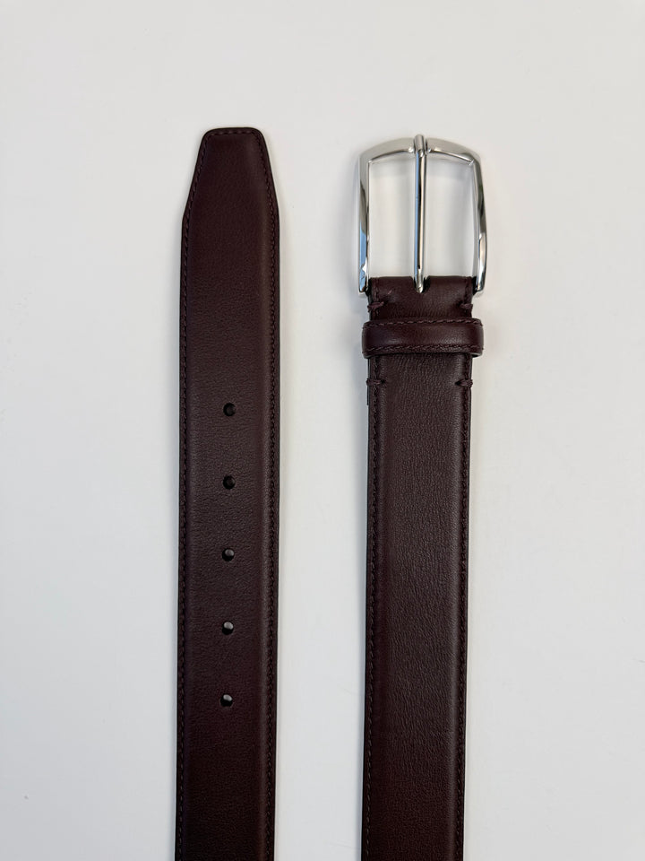 Calfskin Leather Belt - Oxblood