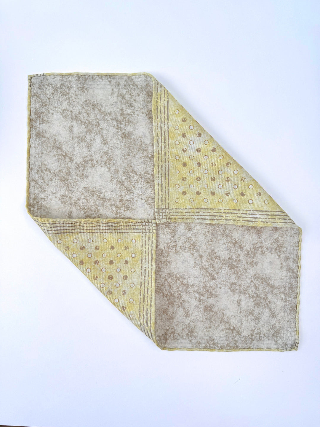 Silk & Cotton Polka Dot Reversible Pocket Square - Pale Yellow