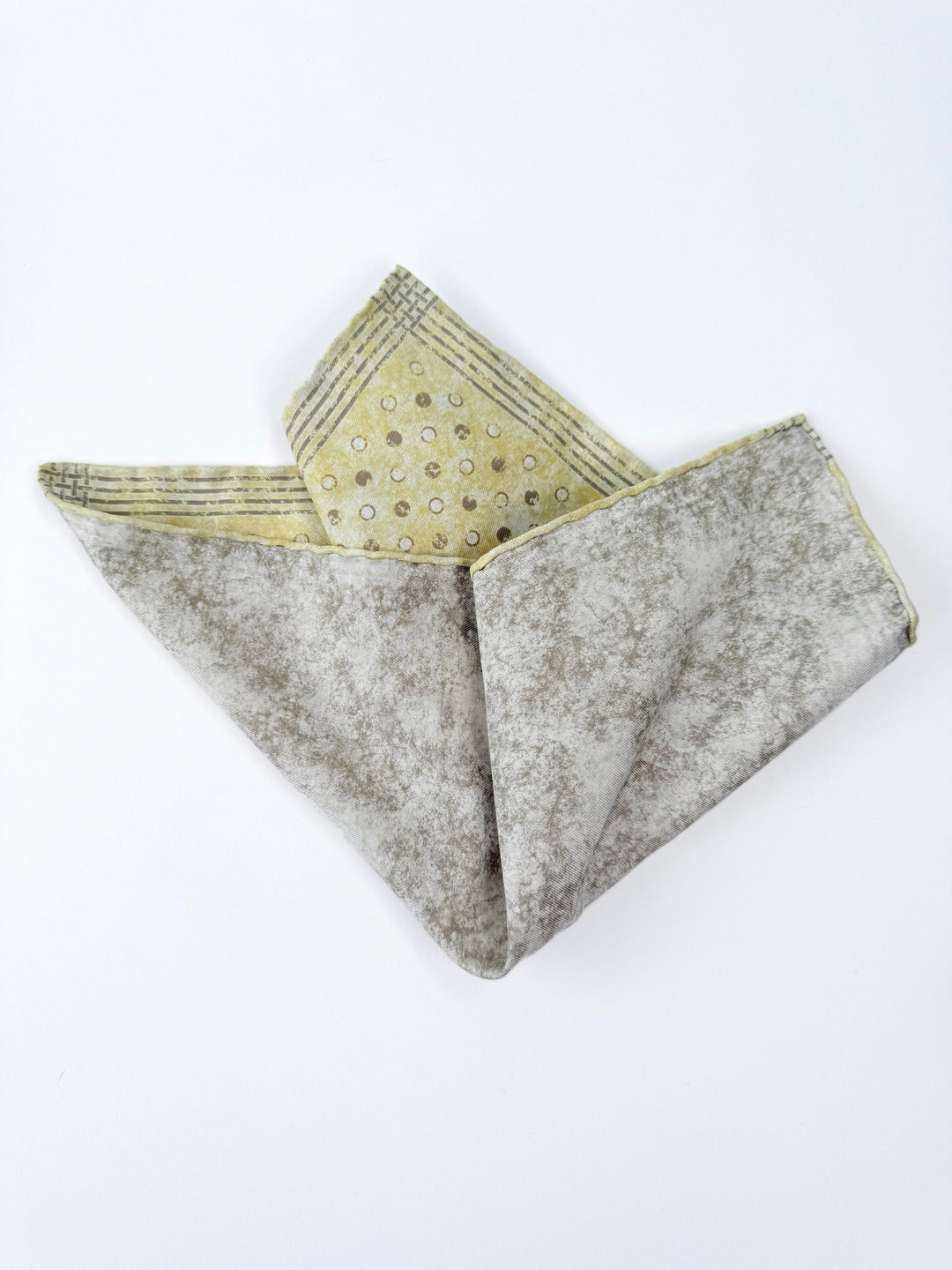 Silk & Cotton Polka Dot Reversible Pocket Square - Pale Yellow