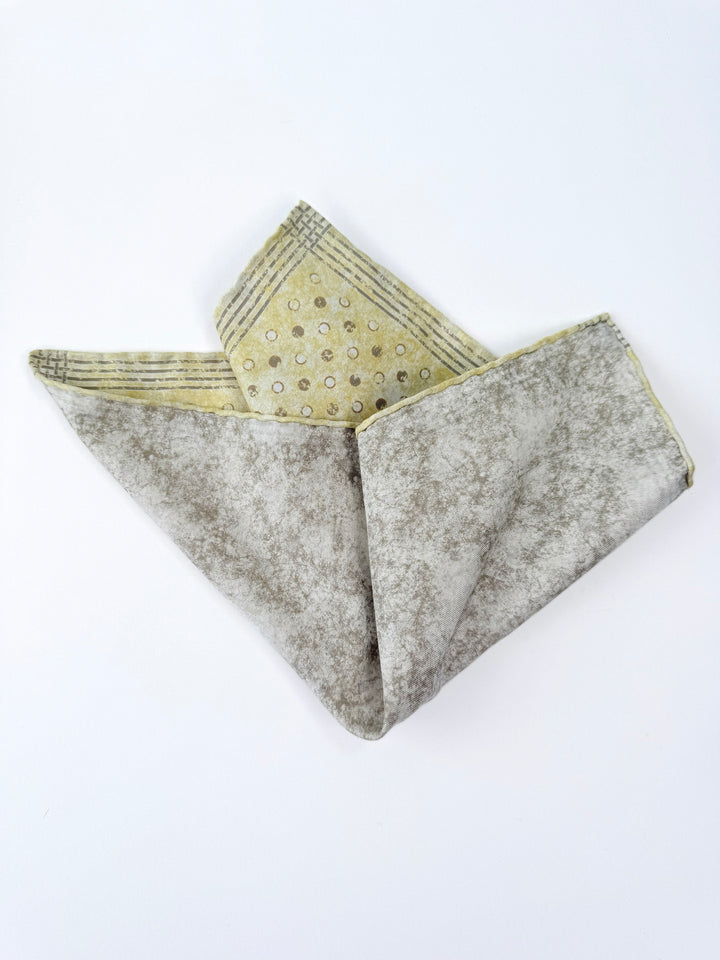Silk & Cotton Polka Dot Reversible Pocket Square - Pale Yellow