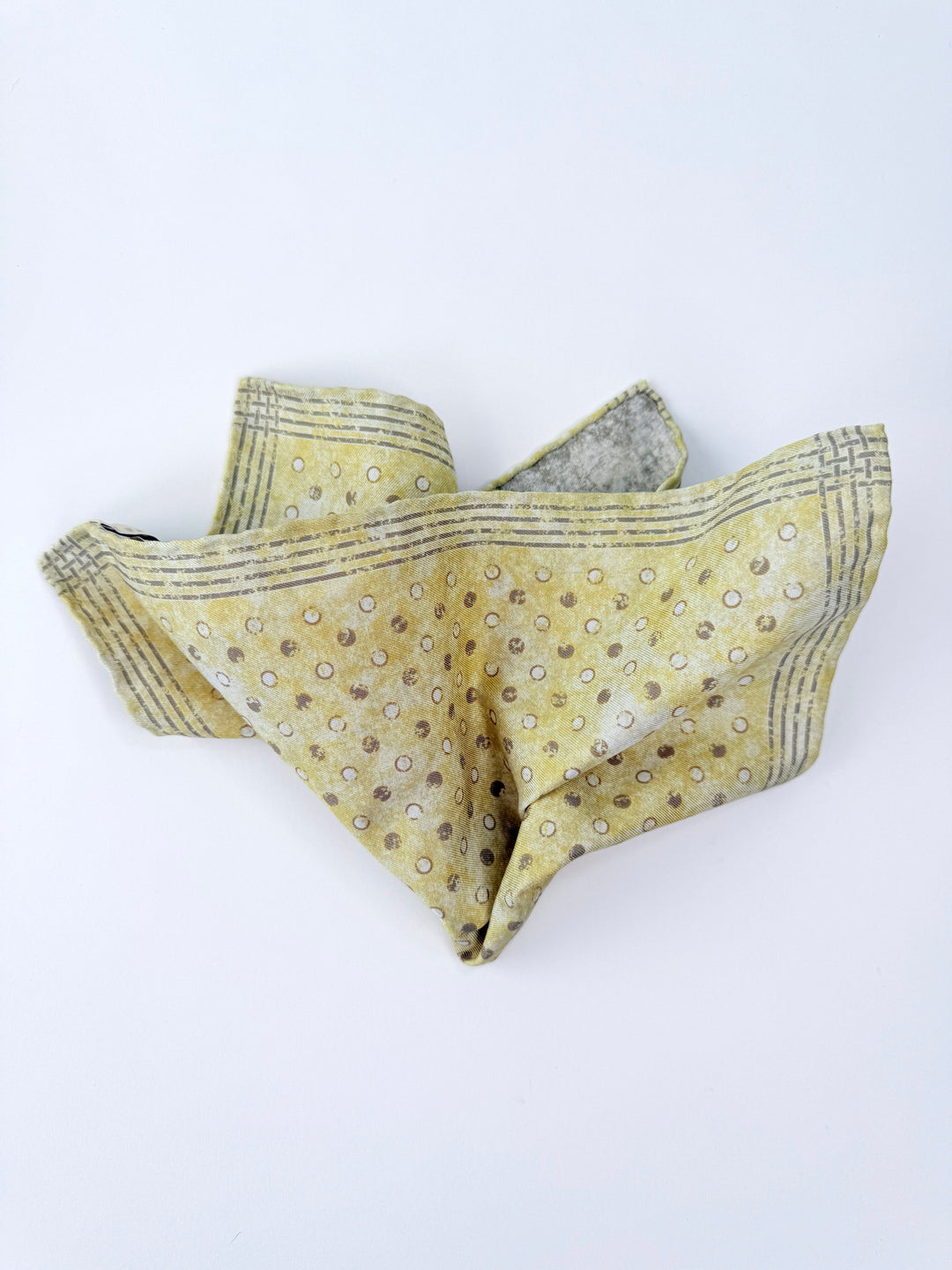 Silk & Cotton Polka Dot Reversible Pocket Square - Pale Yellow