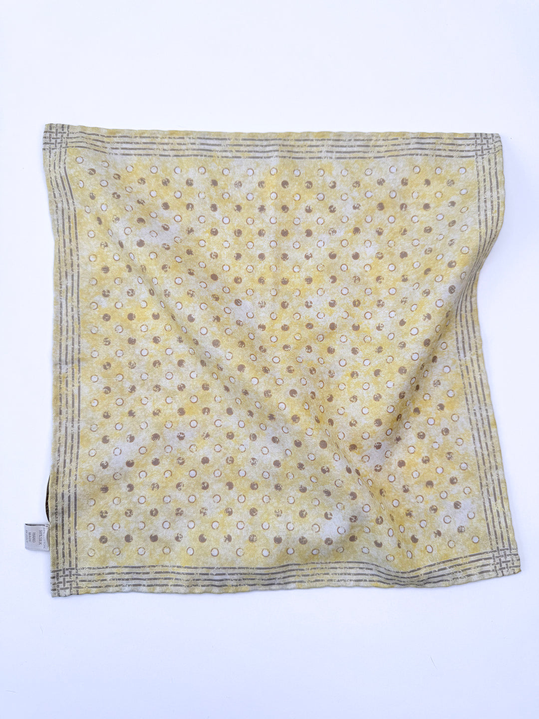 Silk & Cotton Polka Dot Reversible Pocket Square - Pale Yellow