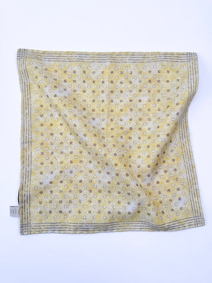 Silk & Cotton Polka Dot Reversible Pocket Square - Pale Yellow