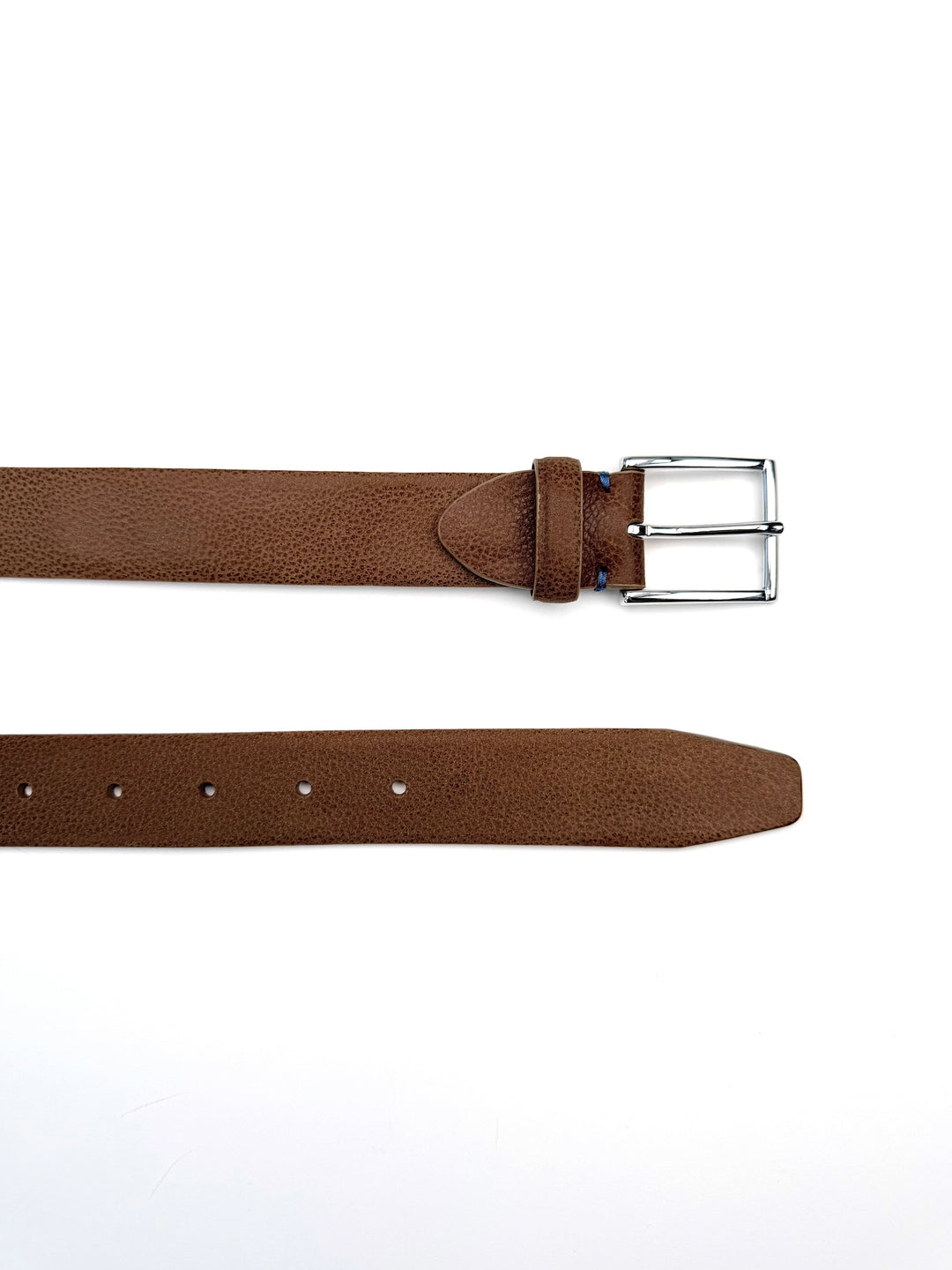 Pebble Grain Calfskin Leather Dress Belt - Cognac Brown