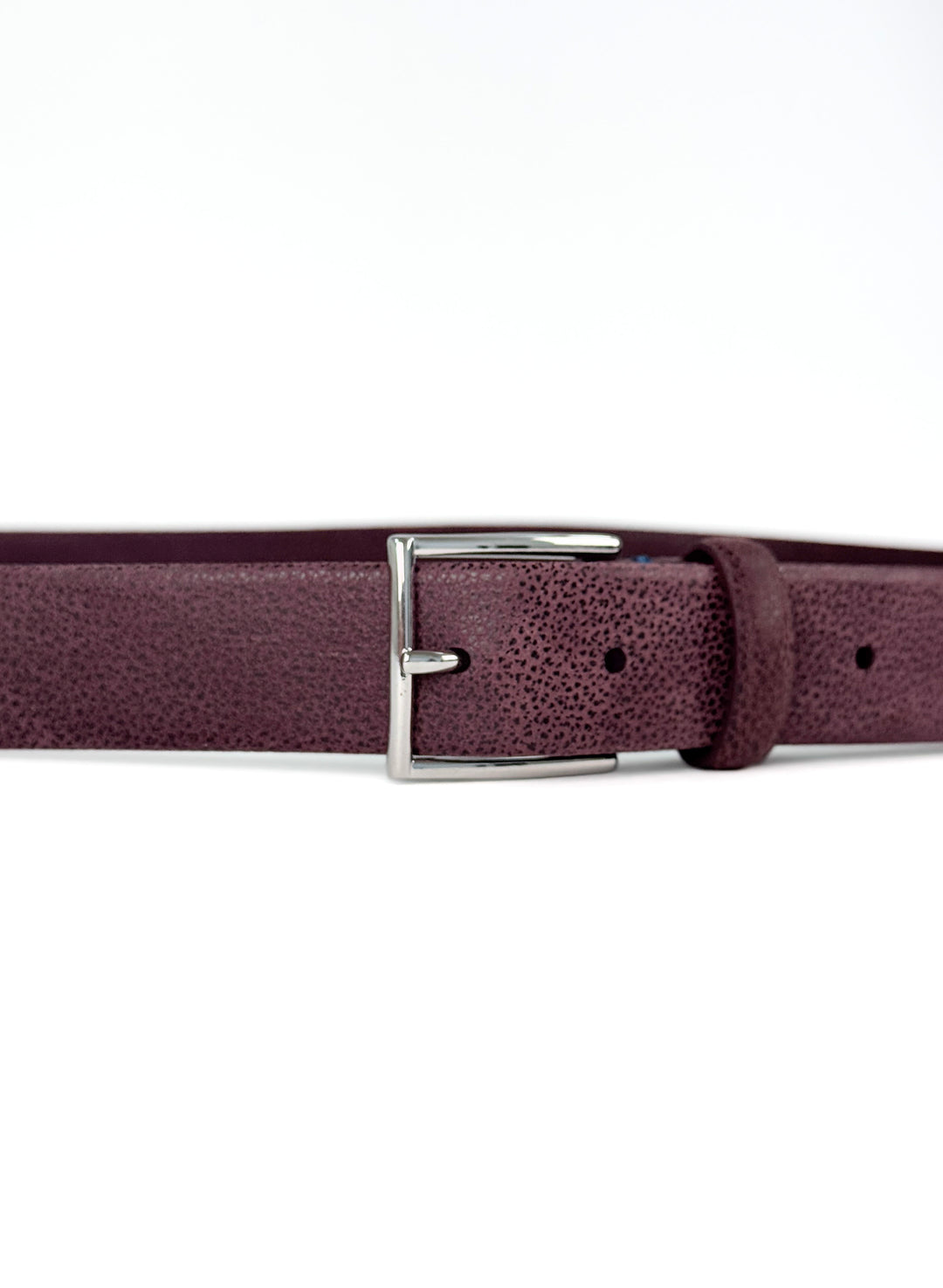 Pebble Grain Calfskin Leather Dress Belt - Oxblood