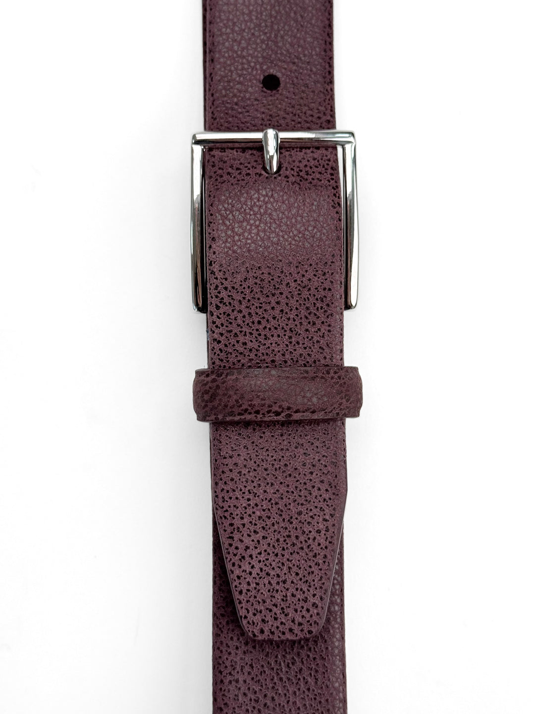 Pebble Grain Calfskin Leather Dress Belt - Oxblood