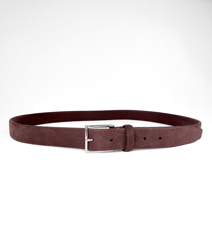 Pebble Grain Calfskin Leather Dress Belt - Oxblood