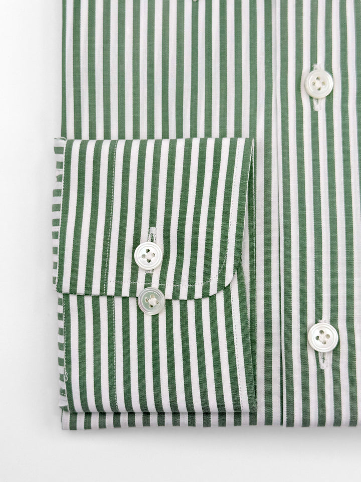 Bold Stripe Cotton Dress Shirt - Pine Green