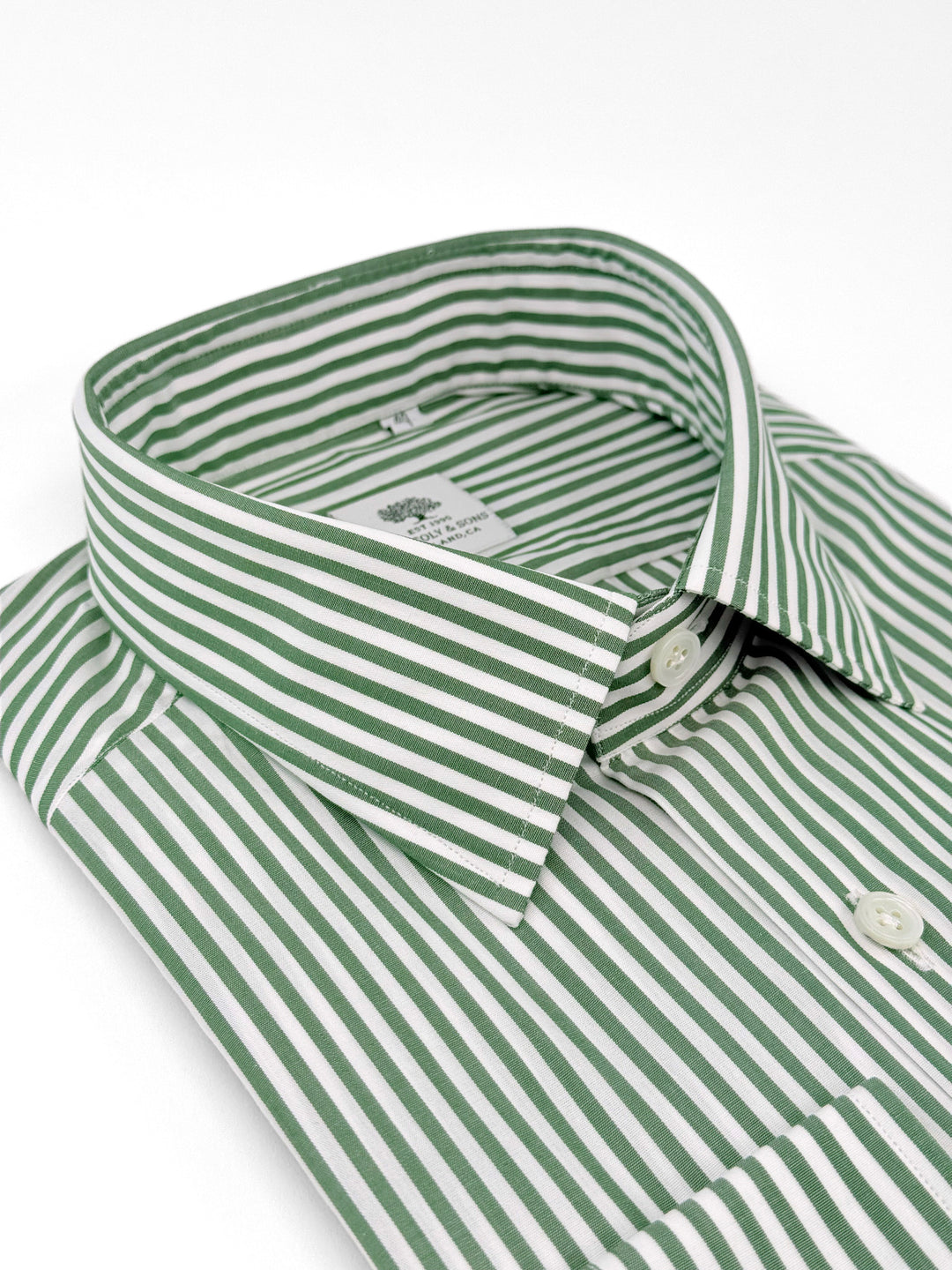 Bold Stripe Cotton Dress Shirt - Pine Green