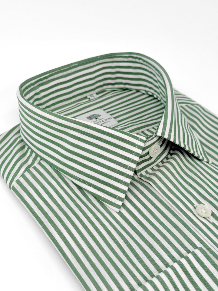 Bold Stripe Cotton Dress Shirt - Pine Green
