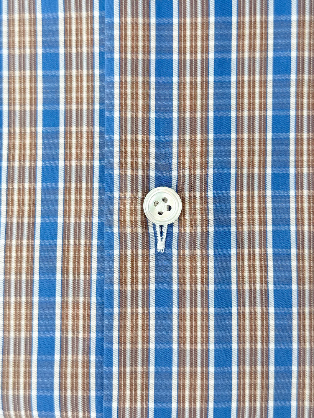 Plaid Cotton Dress Shirt - French Blue & Brown