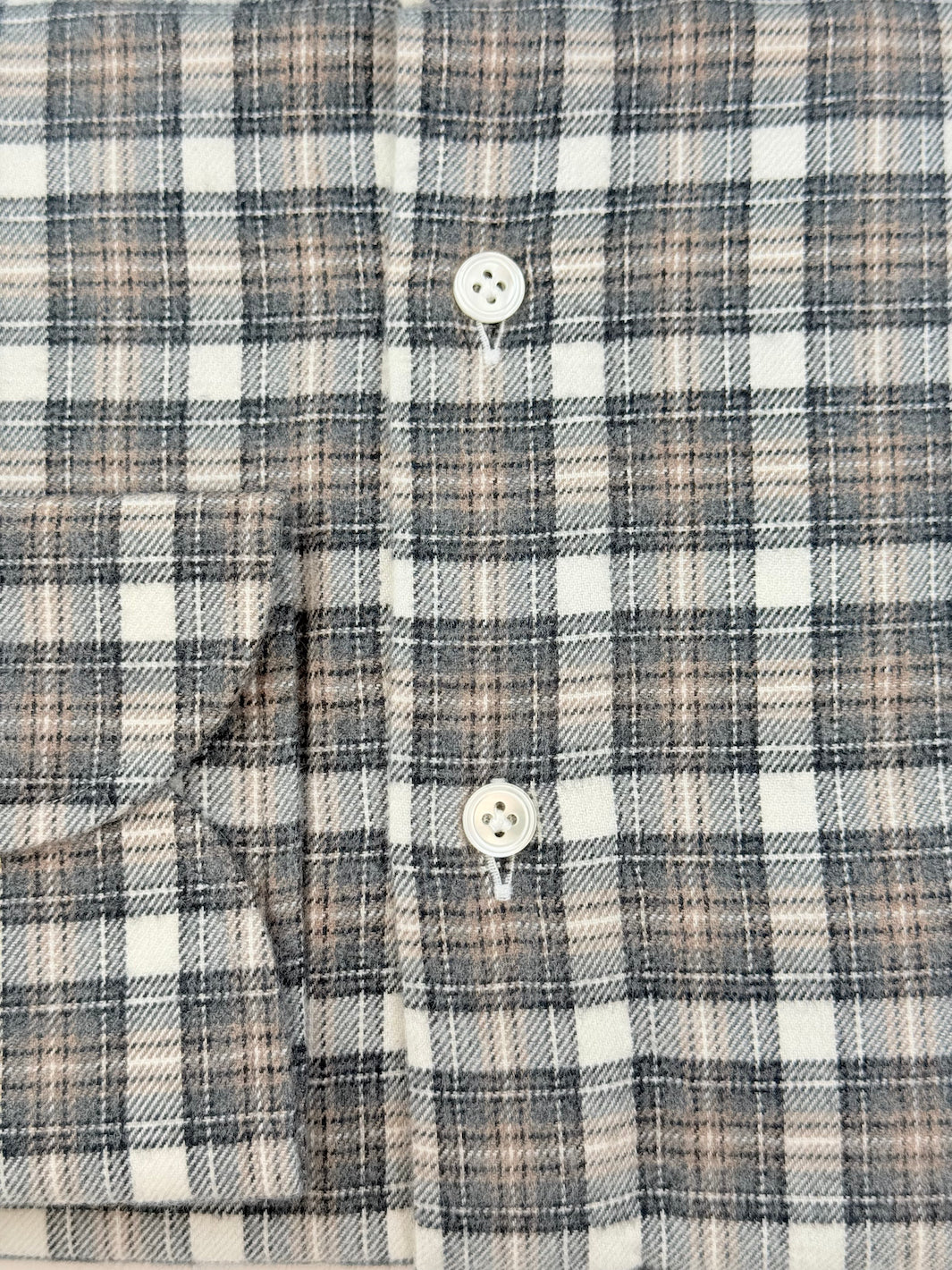 Plaid Flannel Shirt - Grey & Beige