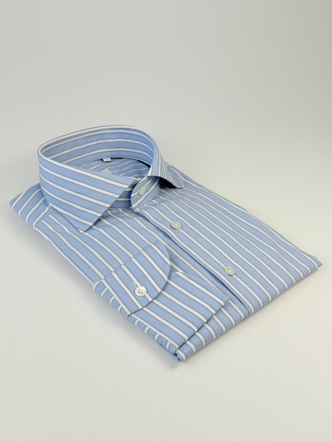 Multi Stripe Cotton Dress Shirt - Powder Blue
