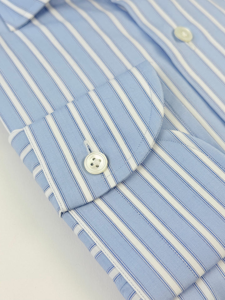 Multi Stripe Cotton Dress Shirt - Powder Blue